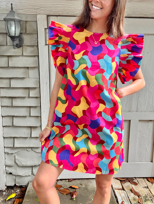 Abstract Print Mini Dress