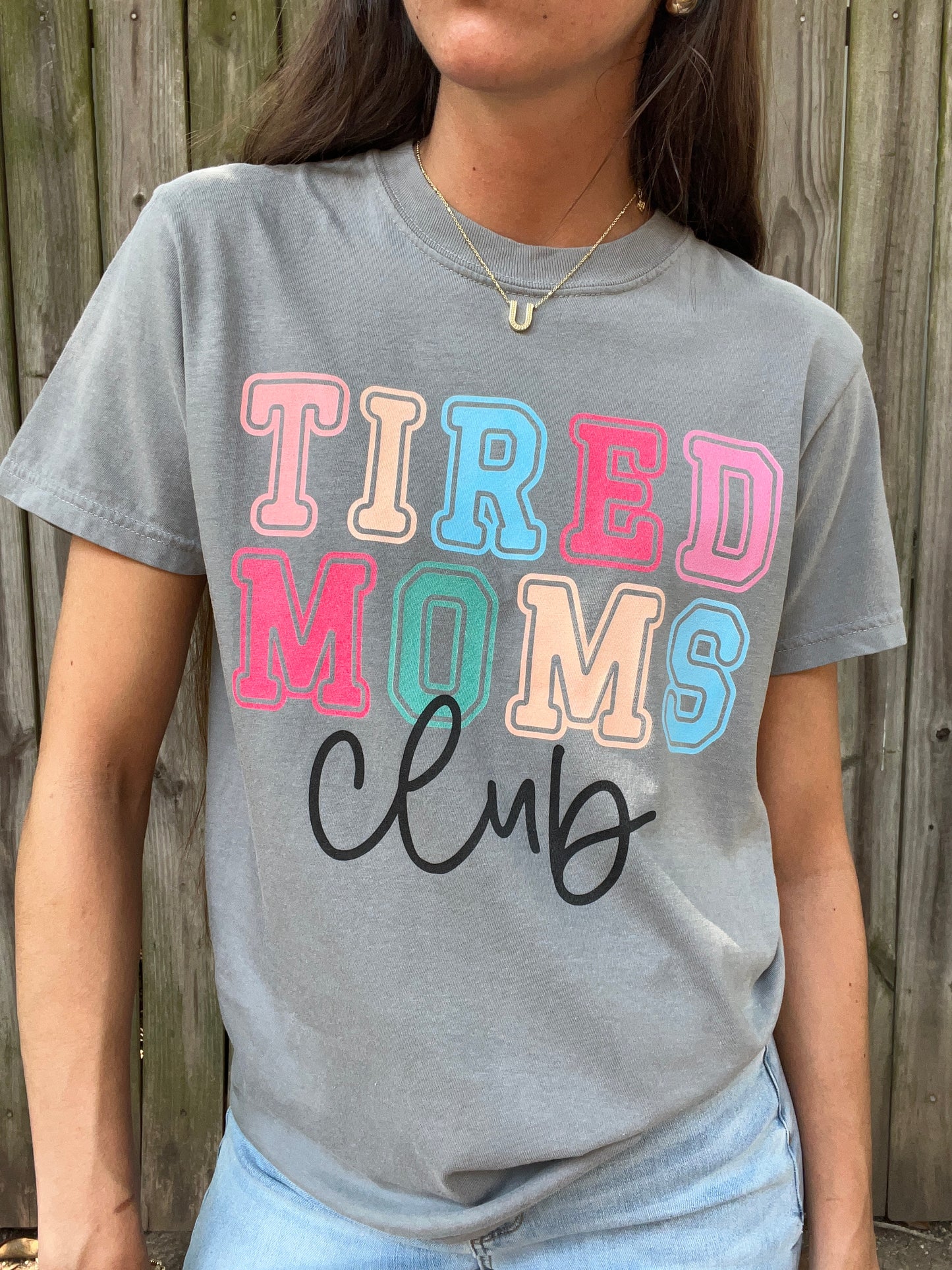 Tired Moms Club-grey tee