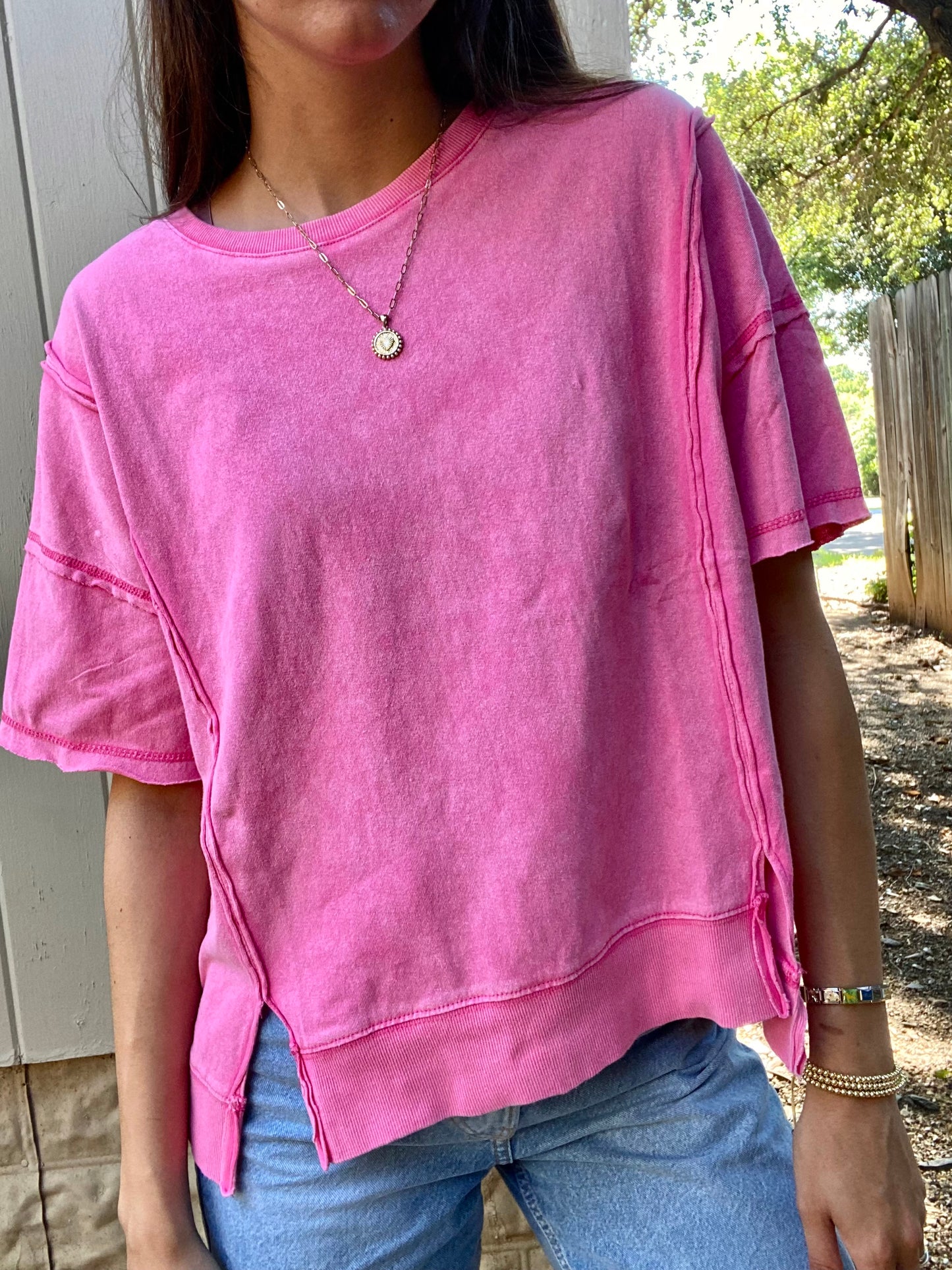 Pink Washed Oversized Top