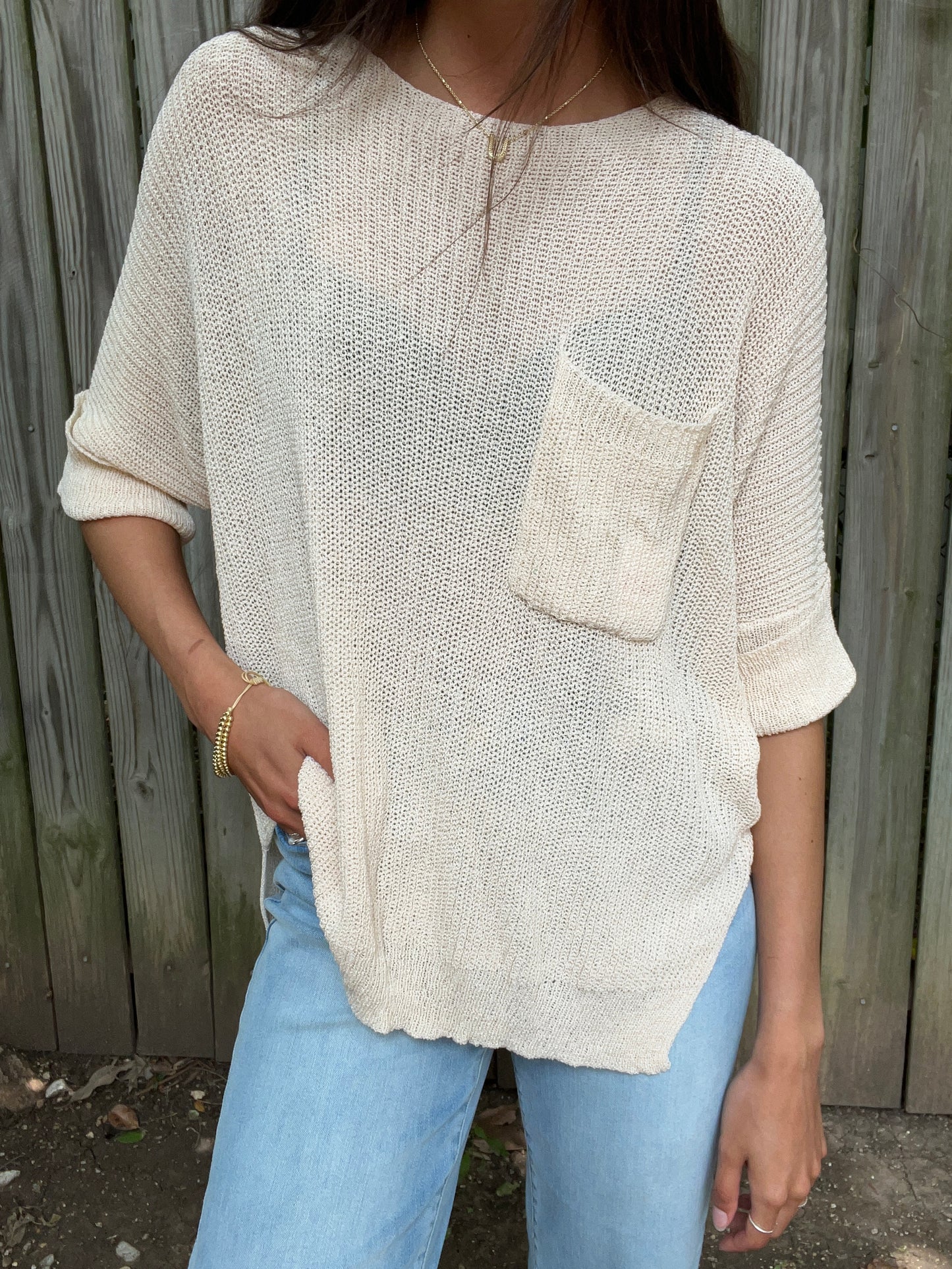 Short sleeve oversized knit top