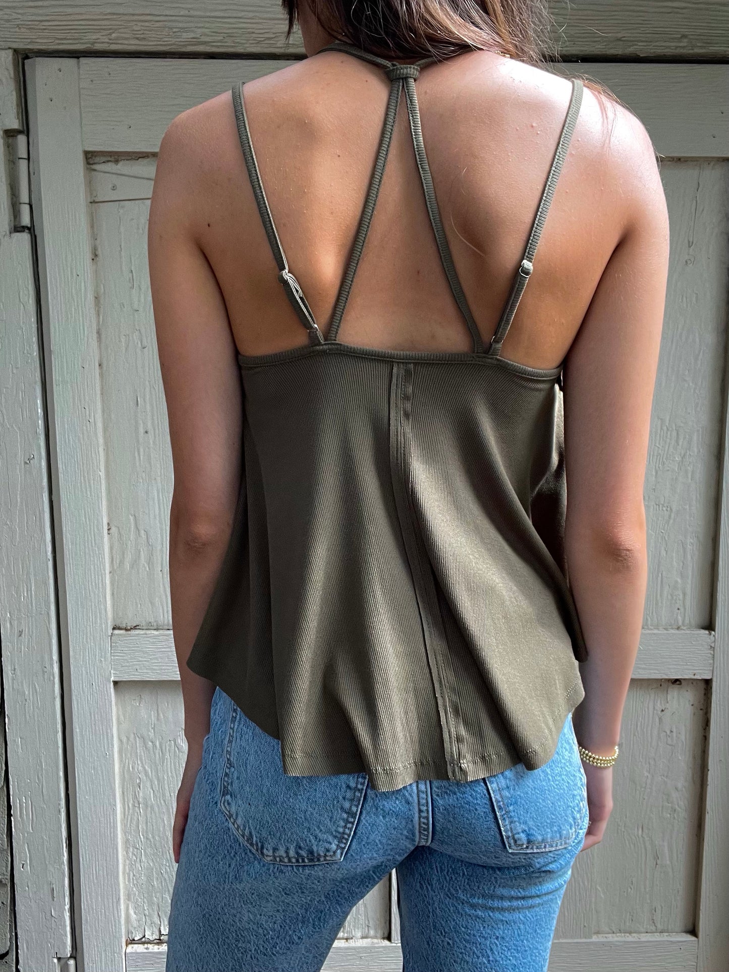 Army Green Double Straps Tank Top