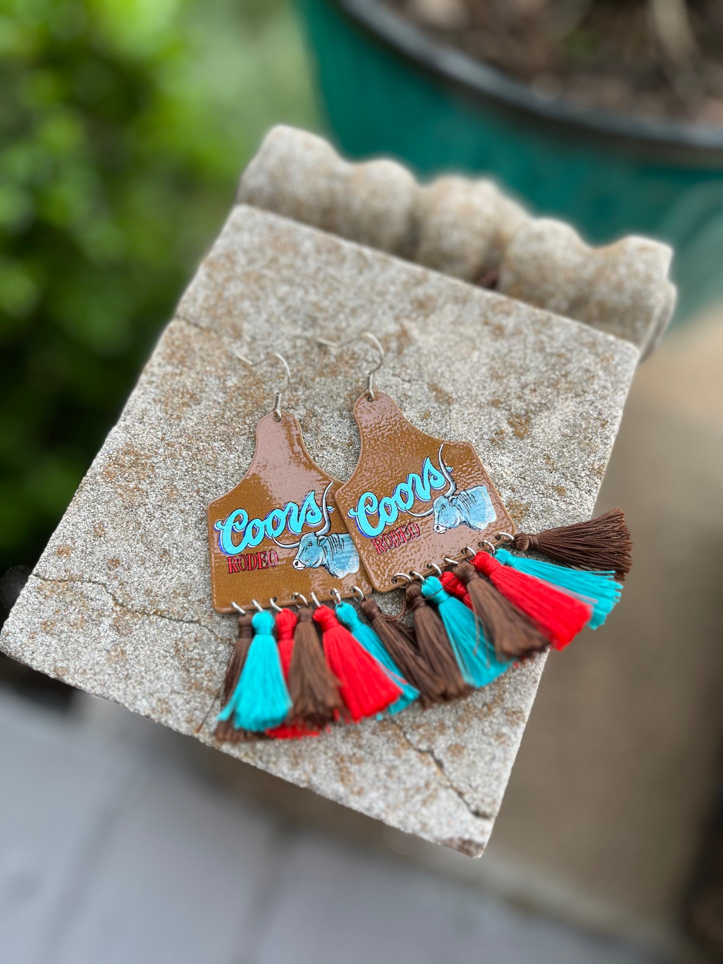 Coors Rodeo Tag Earrings