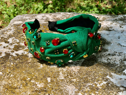 Green and Red Rhinestone Headband