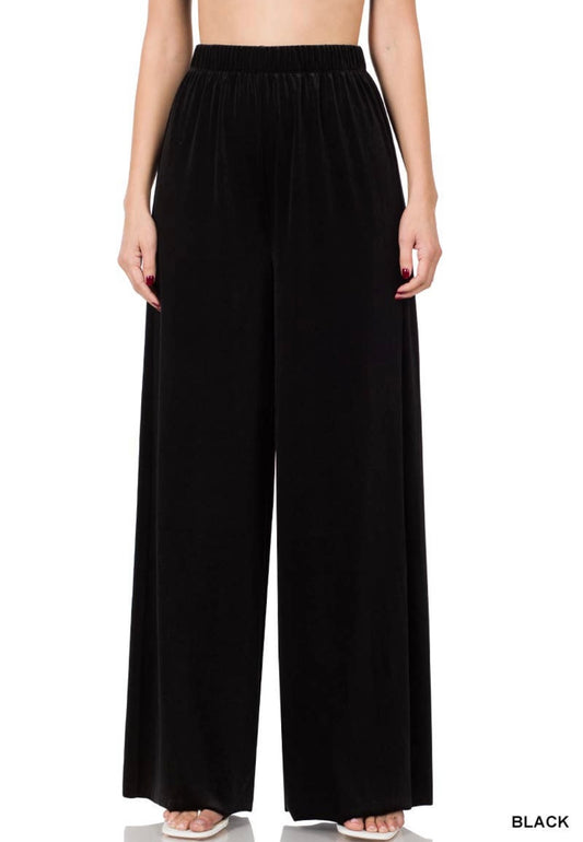 Black Velvet Wide Leg Pants