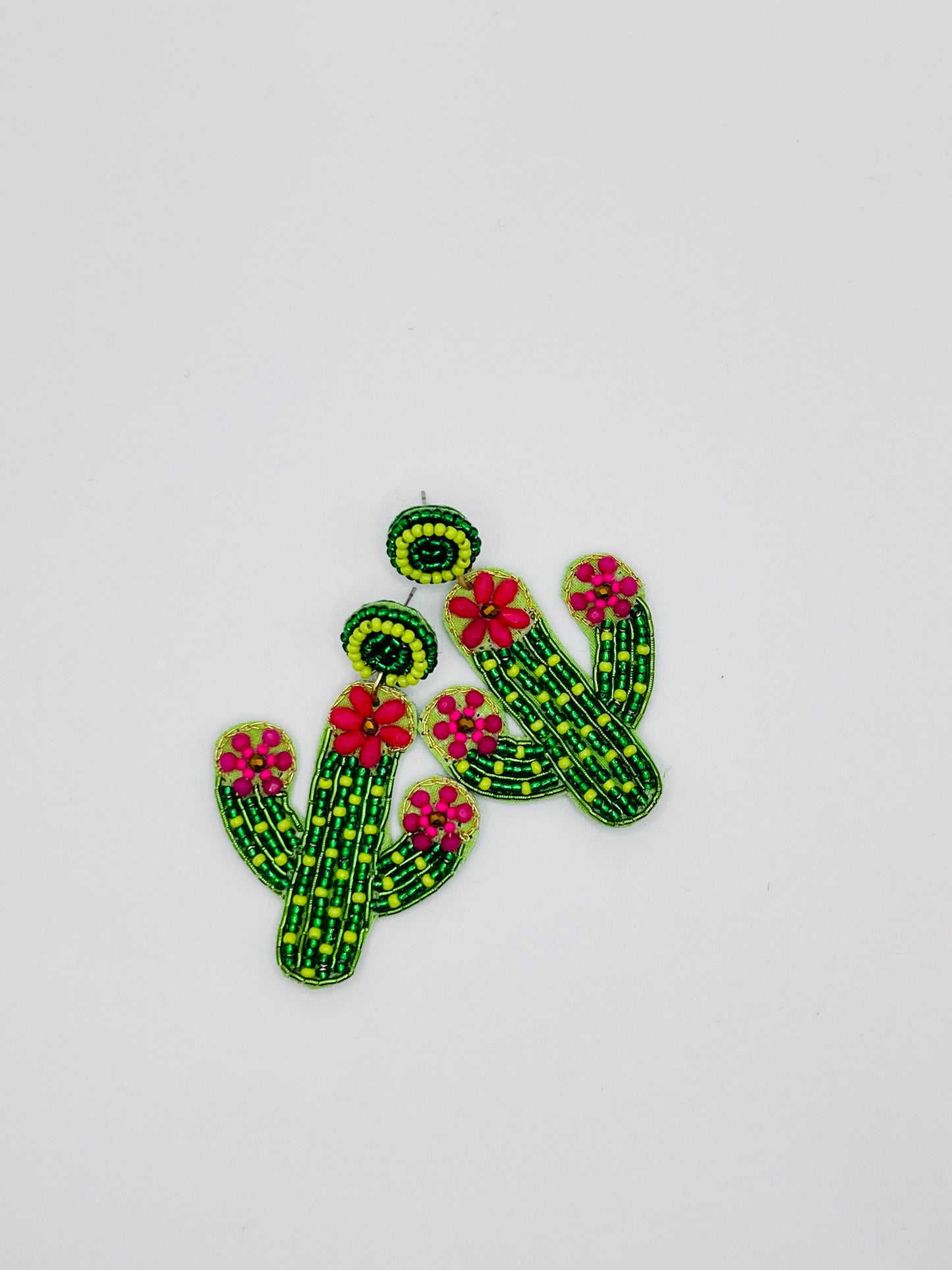 Fancy Cactus Beaded Earrings