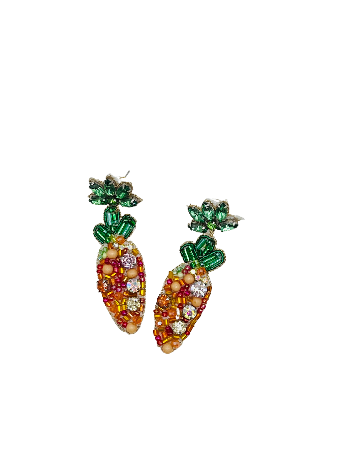 Carrot Beaded Dangle Earrings