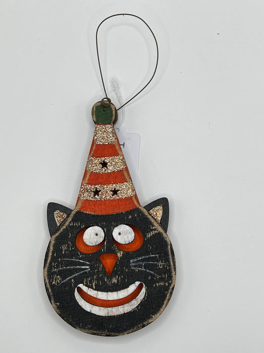 Cat Head With Hat Ornament
