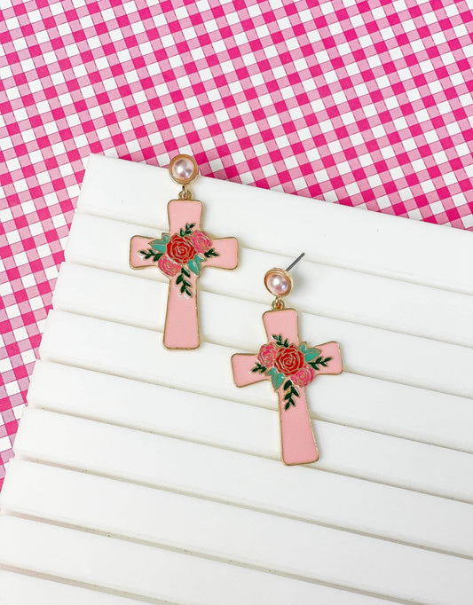 Cross Floral Earrings