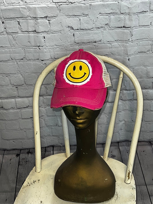 Hot Pink Smiley Face Hat
