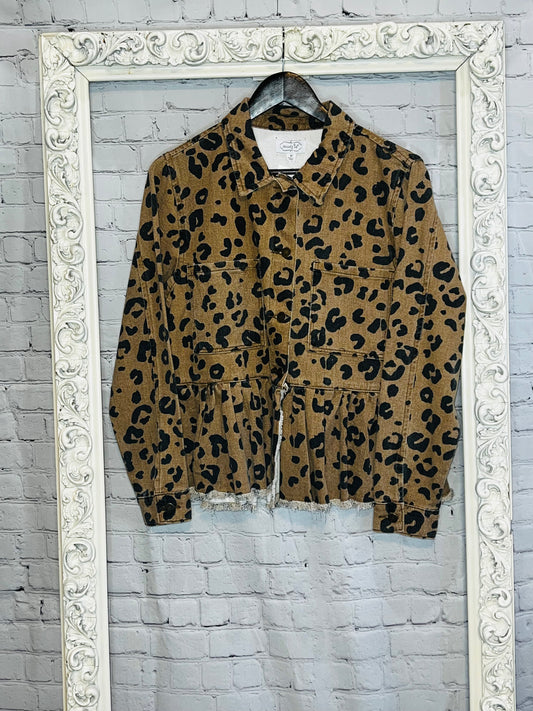 Mudpie Leopard Ruffle Jacket